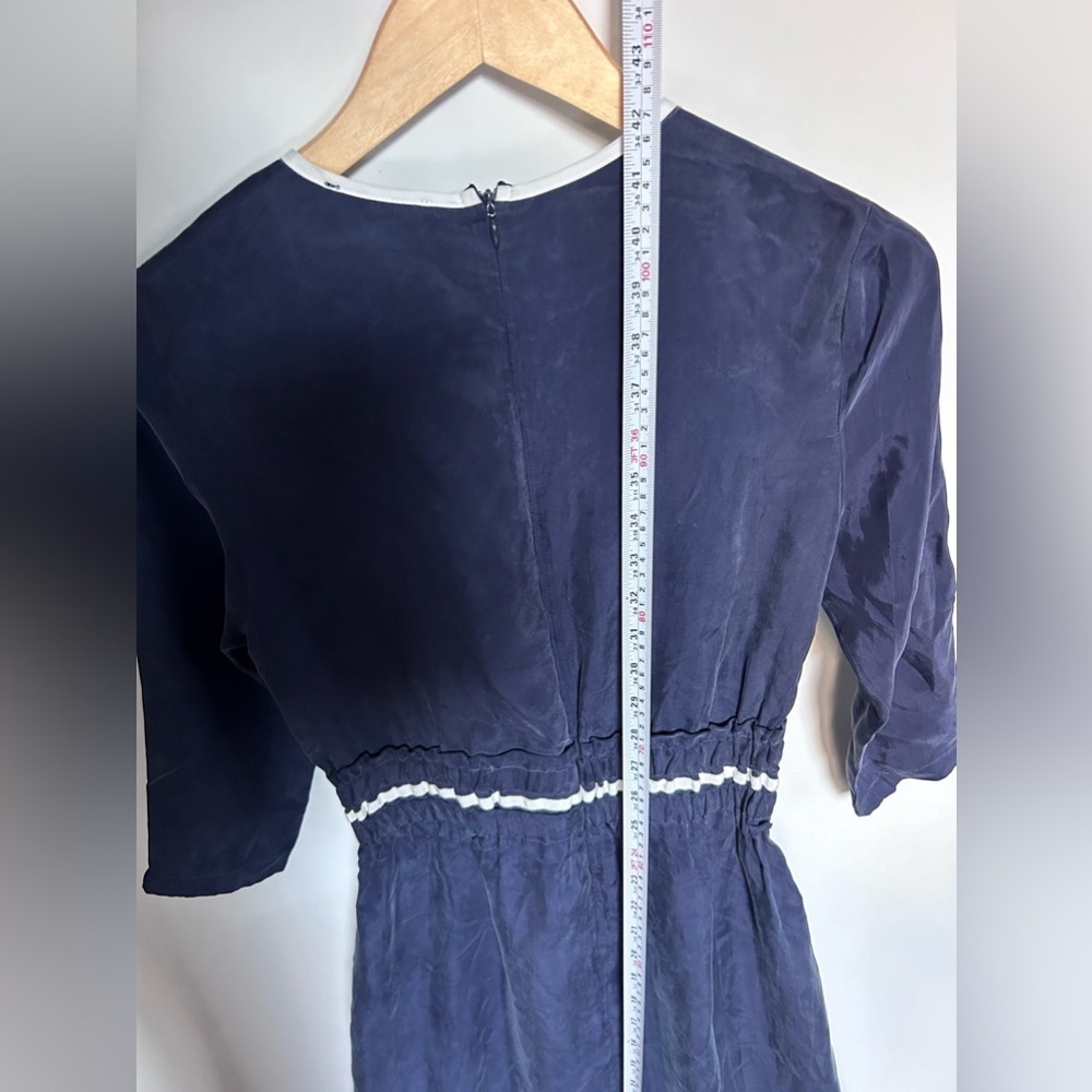 Marlowe midi dress navy with white trim silk size small classic - Picture 4 of 7